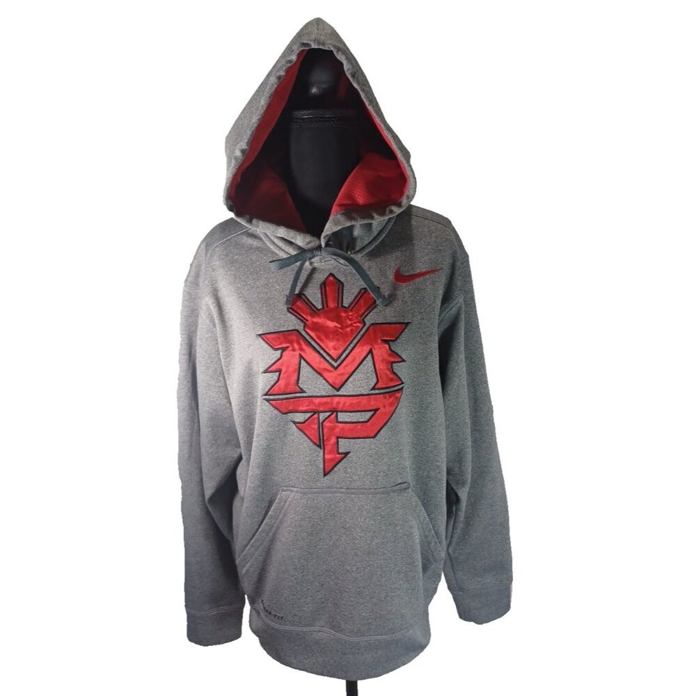 Rare NWOT Small Nike Manny Pacquiao Pullover Boxing Hoodie therma gray Men's S - Picture 5 of 10